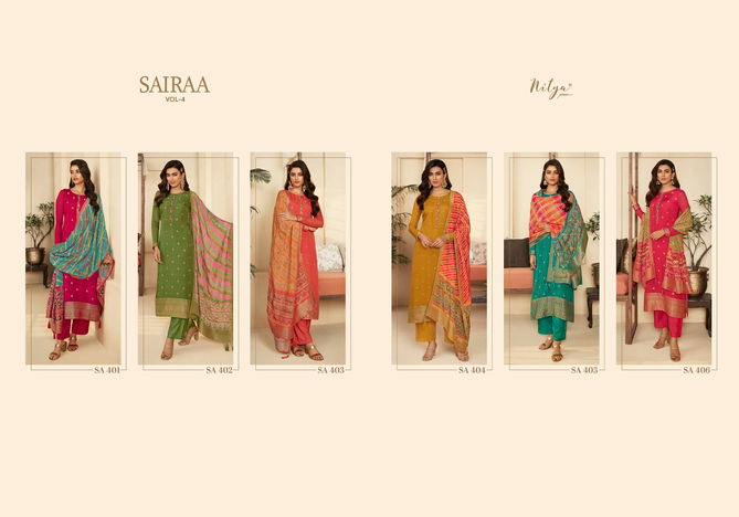 Saira Vol 4 Organza Jaquard  Designer Suit Catalog